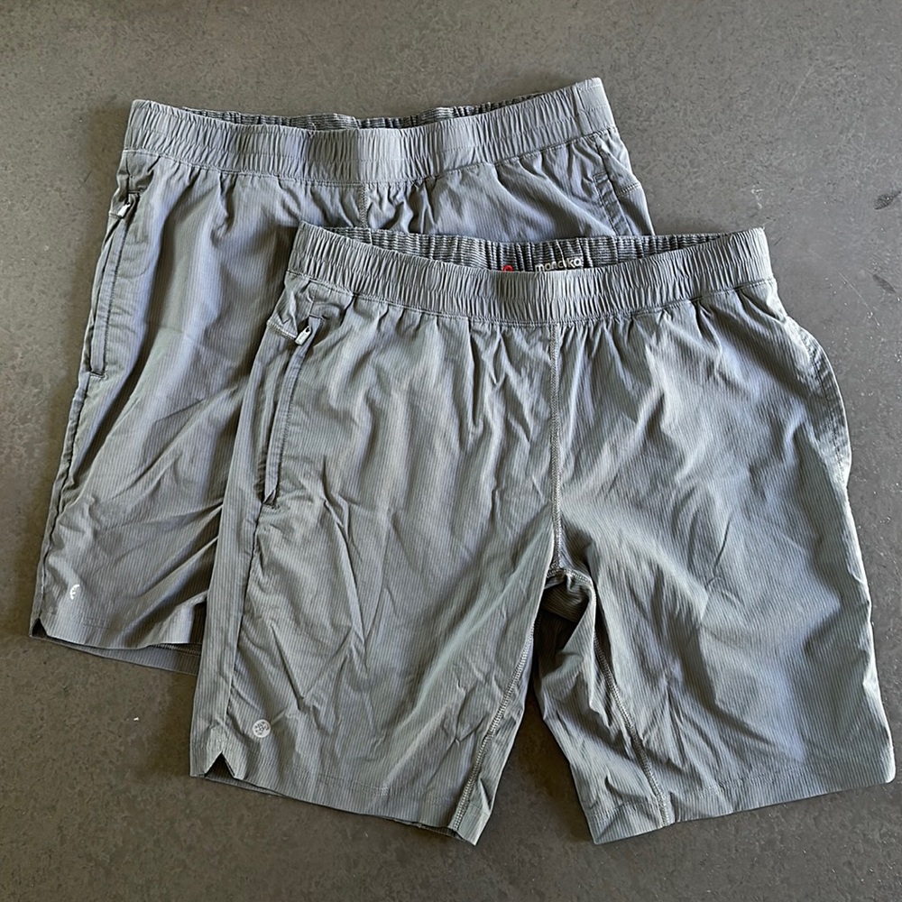 Manduka Men’s Grey Yoga Shorts LOT of 2 Size L